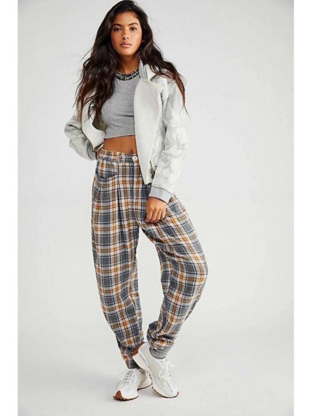 Free People x CP Shades 100% Cotton Lourdes Plaid Trouser Pants Women’s Large